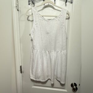 Torrid Babydoll Tank Slub Embroidered Tie Back Top Womens 1X 14-16 White Cottage